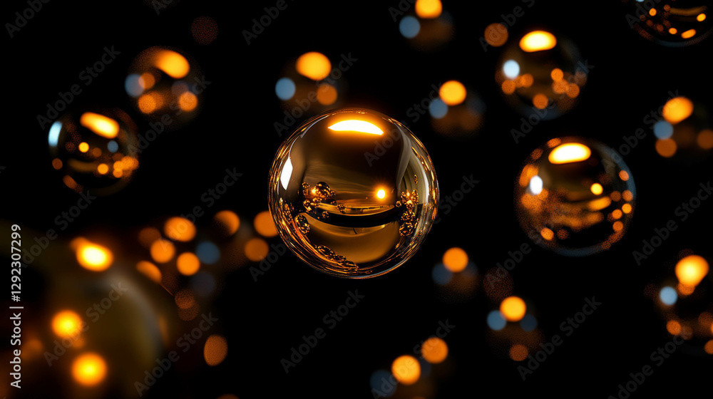 Aufkleber enchanting background with floating gold orbs and soft diffused glow