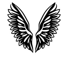 Bold Black and White Feathered Wing Set, symmetrically arranged on a plain white background.