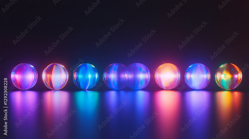 Poster Vibrant abstract background with floating rainbow orbs and soft diffused light