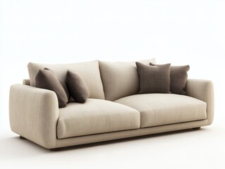 Fototapeta premium 3D Render of a Beige Fabric Sofa 