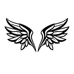 Symmetrical black and white angel wings.