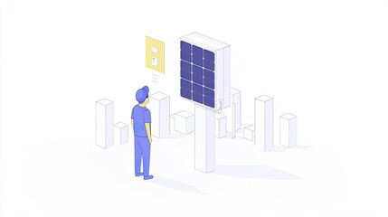 Person Observing Solar Panel System