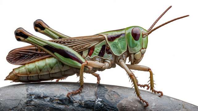 Green Grasshopper Close-Up Macro Photography on Leaf
