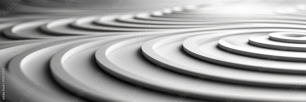 Poster three dimensional white circles abstract pattern soft lighting minimal design elegant background