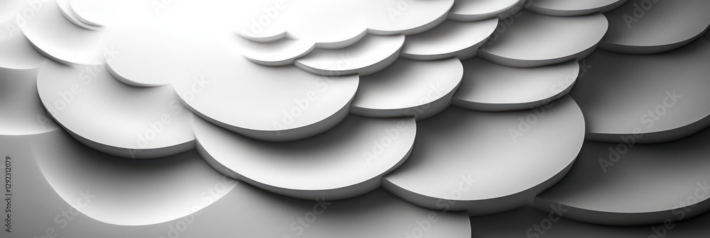 Poster minimalist 3d white circles soft light embossed background elegant abstract pattern design