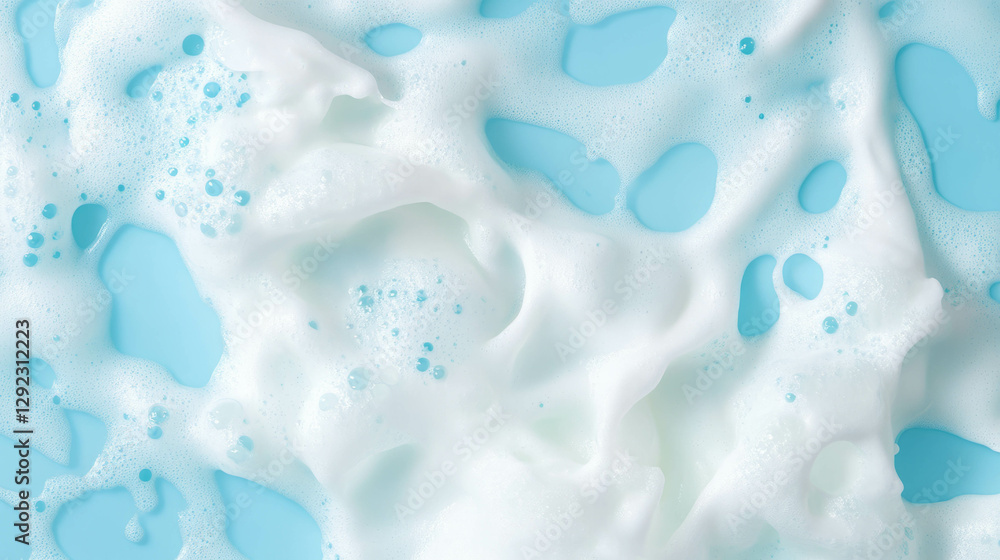 Poster abstract foam texture with dynamic movement effect on sky blue background