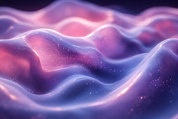 Abstract fluid design with translucent waves in soft pink and purple