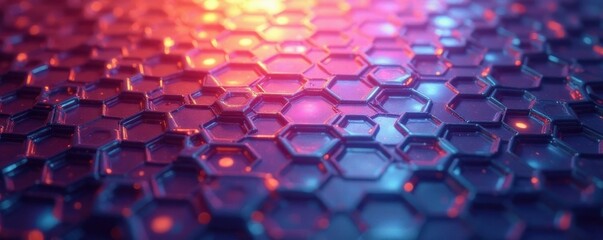 Obraz premium Shimmering hexagonal metal backdrop with subtle light diffusion , metal, shiny