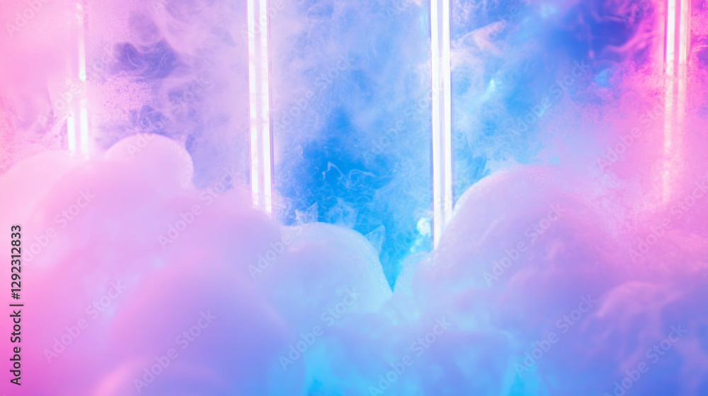 Poster Neon illuminated foam patterns creating a dreamlike abstract background