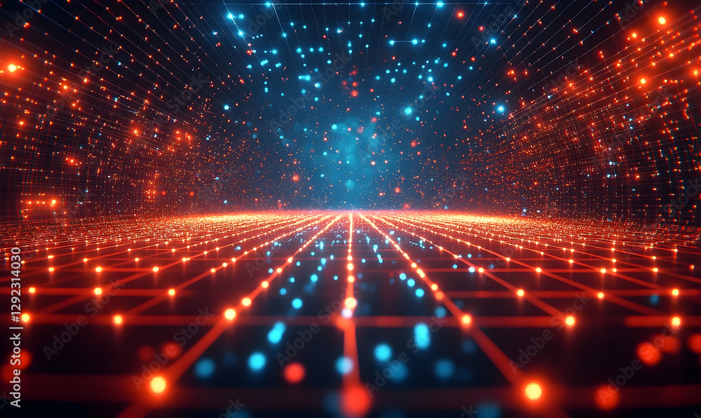 Poster abstract futuristic background with glowing lights and network connection