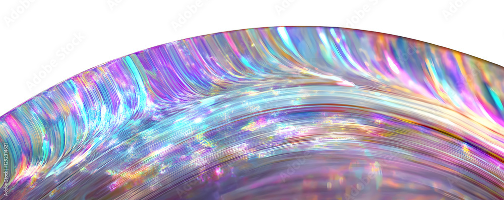 Poster holographic gradient abstract image with pastel rainbow unicorn color strokes curved background
