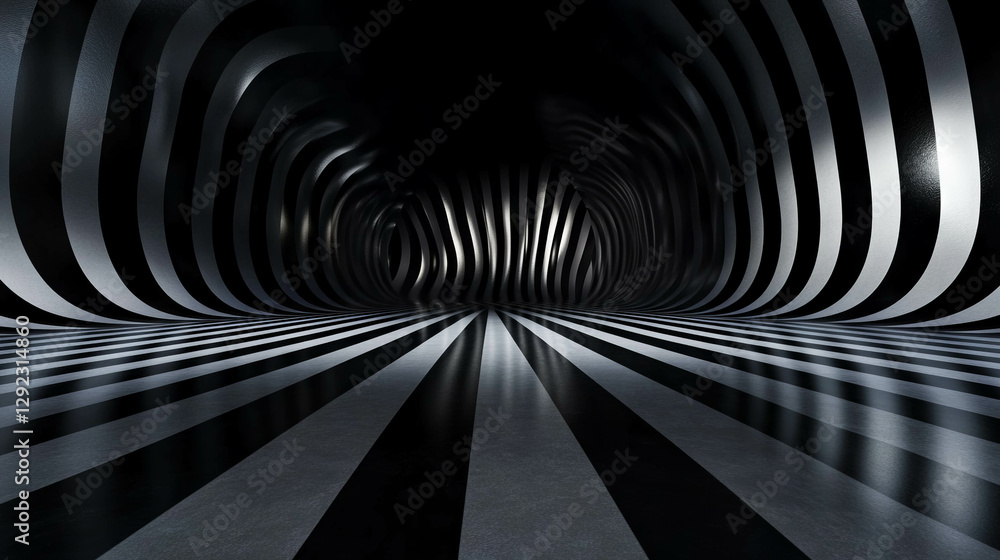 Poster abstract geometric interior with distorted patterns for modern design