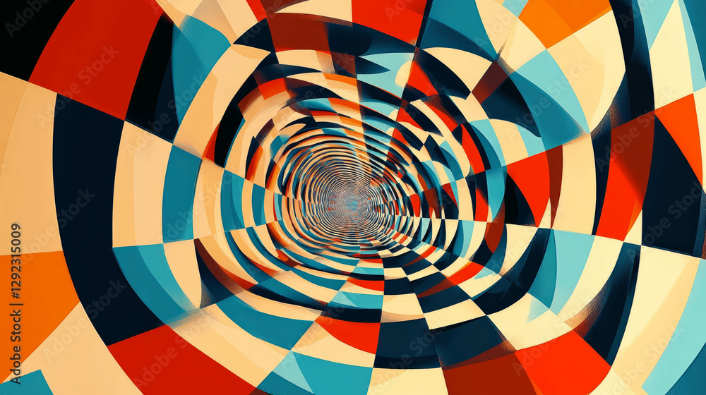 Poster vibrant geometric pattern with distorted perspective for modern design projects