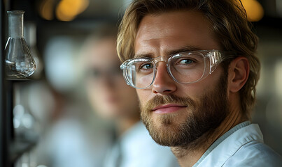 Portrait of a focused male scientist in a modern laboratory environment