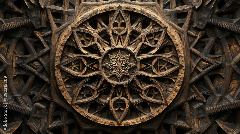 Poster intricate geometric fractal pattern background for creative design concepts