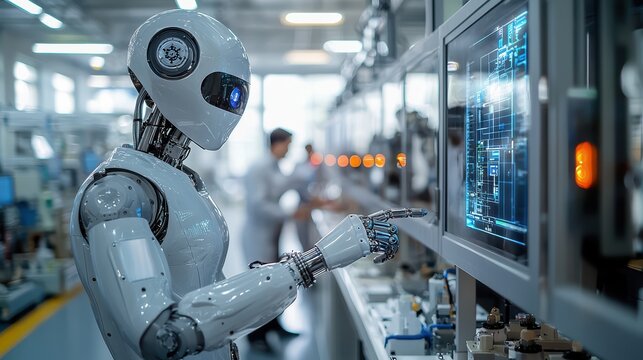 Ai integration in manufacturing humanoid robot collaborates with workers