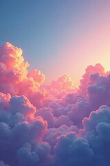 Pastel hues paint the evening sky, clouds ablaze with soft orange and pink , peaceful, art, background