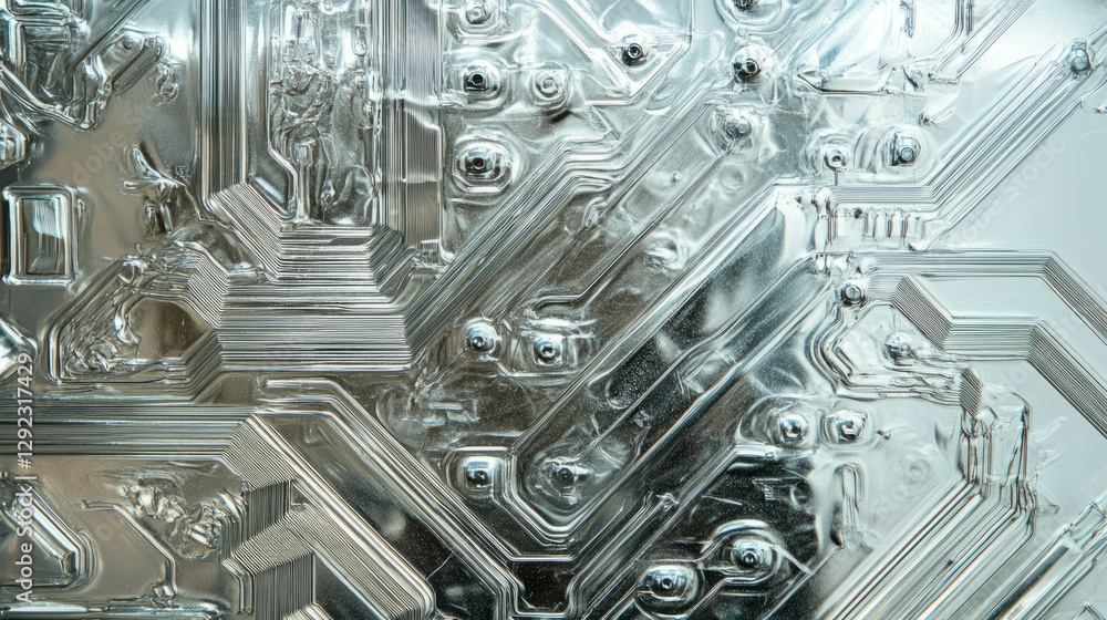 Poster futuristic abstract background featuring textured glass and embedded wires for design and art projec