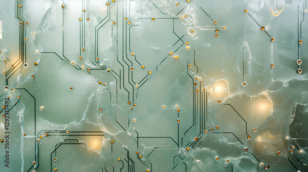 Poster futuristic glass texture with embedded wires for modern technology or design projects