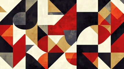 Geometric red-beige abstract art print