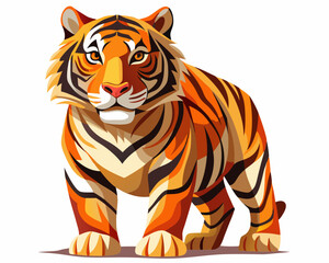 vector of photorealistic sculpture of a tiger, white background