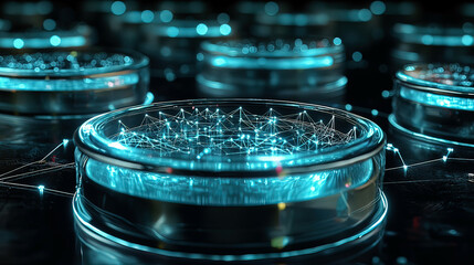 Quantum internet hubs glowing with data streams, visualizing secure quantum communication across global nodes