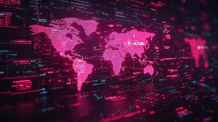 Obraz premium Global Network Digital World Map