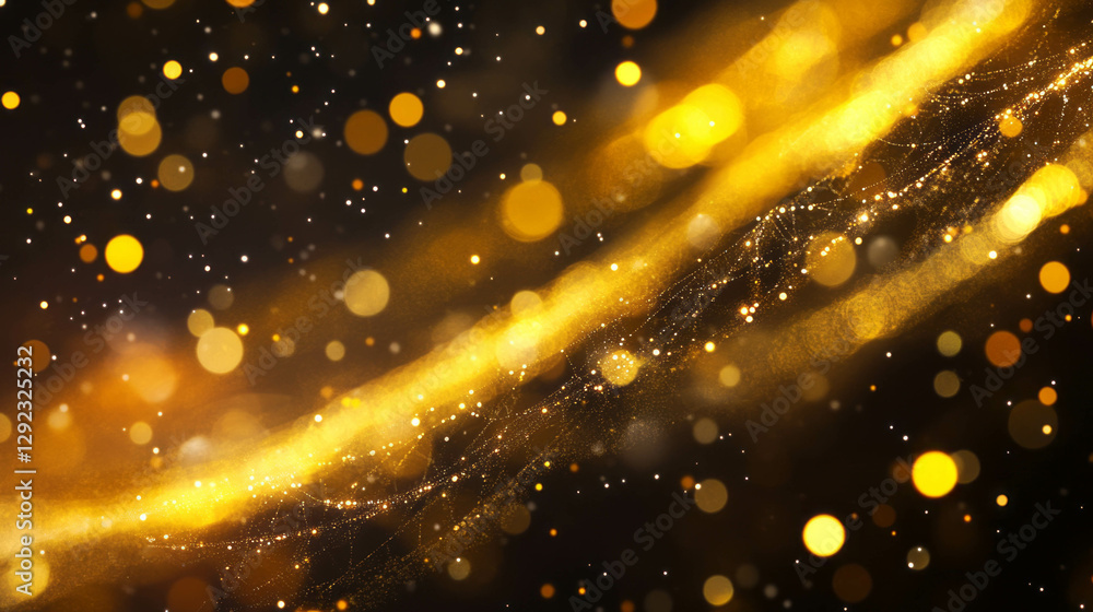 Poster golden spiderweb with water droplets on a bokeh background for elegant design