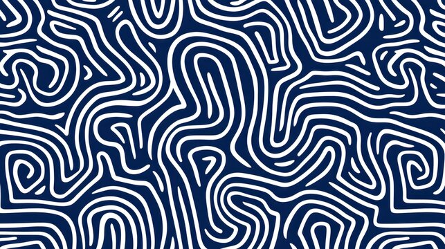 Abstract navy blue white swirling lines pattern