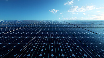 Solar Panels Under Blue Sky