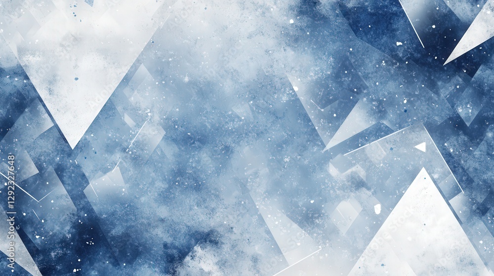 Poster abstract icy blue and white geometric background with textured patterns for design use