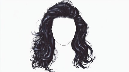 Wavy black hair style mockup
