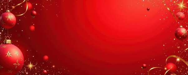 Obraz premium Elegant red banner with gold glitter and festive swirls , red gold, illustration