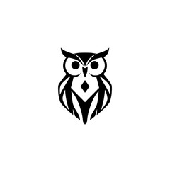 Black and white graphic owl silhouette, simple and elegant.