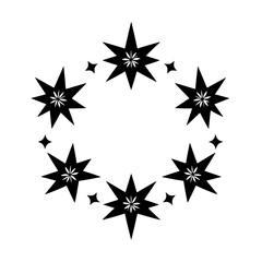 Black and White Star Constellation: A striking, symmetrical, and minimalist design, forming a circular arrangement of stars. The image exudes a sense of cosmic balance.