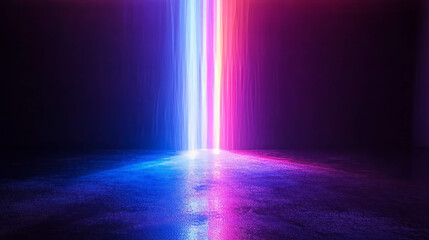 Obraz premium Mystical neon rainbow light reflection on misty surface
