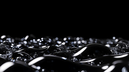 Abstract holographic bubbles on black background for modern design