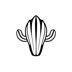 Minimalist cactus illustration, stylized line art with a cactus shape, with a simple and clean design.