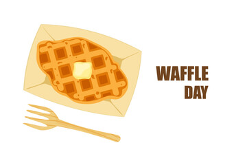 Food vector illustration. Bakery. Crispy waffles, handmade bread. Cooking. Sweet products. Sweet products. Food menu. Blank isolated on white background. For posters, signs, cards, and advertisements
