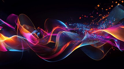 Obraz premium Abstract digital art with flowing lines and vibrant colors creating a dynamic movement effect