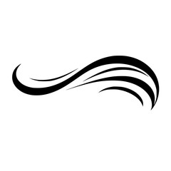 Minimalist Abstract Swirl. A black wave-like design is featured on a white background.