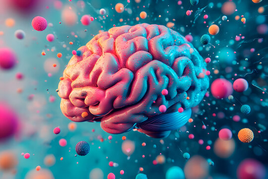 colorful human brain with color explosion