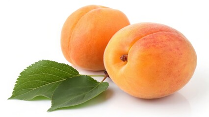 Two Apricots with Leaves