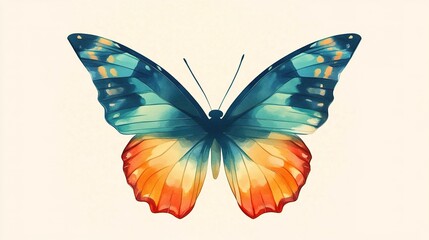 Fototapeta premium Colorful butterfly illustration; detailed wings, white background