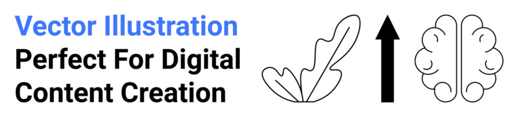 Brain, upward arrow, and abstract leaves highlight growth, innovation, and creativity. Ideal for education, startup growth, personal development, strategy progress leadership flat landing page