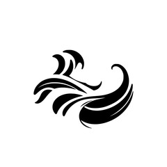 Bold, Black Floral Silhouette: Wave-Like Pattern, Black and White, Minimalist, and Elegant, Ornamental Motif.