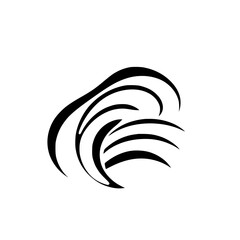 Black Wave: Minimalist Abstract Composition on White Background. Illustrative.