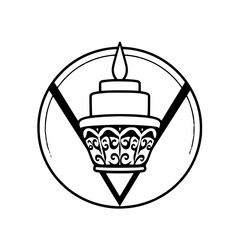 Symmetrical, Black and White, Candle-holding structure in circle with 