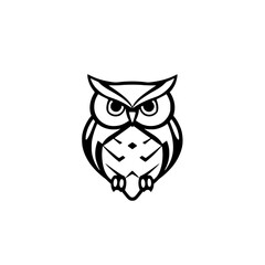 Minimalist Black and White Owl Illustration: A Graphic Representation of Wisdom and Vigilance