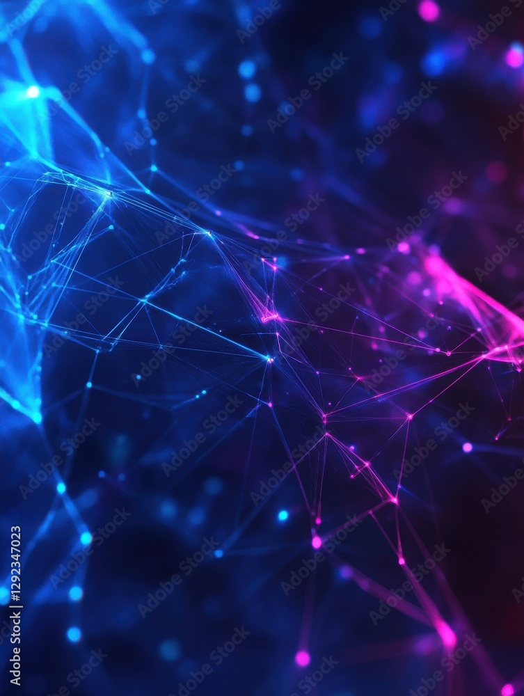 Poster blockchain technology network futuristic hud background with chain of blocks polygon peer to peer ne